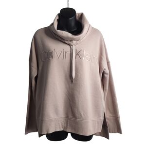 Calvin Klein Women's Dusty Pink Embroidered Logo Fleece Lined Hoodie Size Small